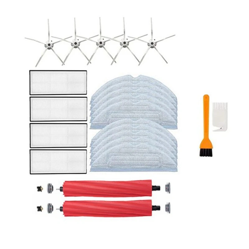 

23Pcs Vacuum Cleaner Spare Parts Main Brush Side Brush Hepa Filter Mop Cloth For Xiaomi Roborock S7 T7S T7S
