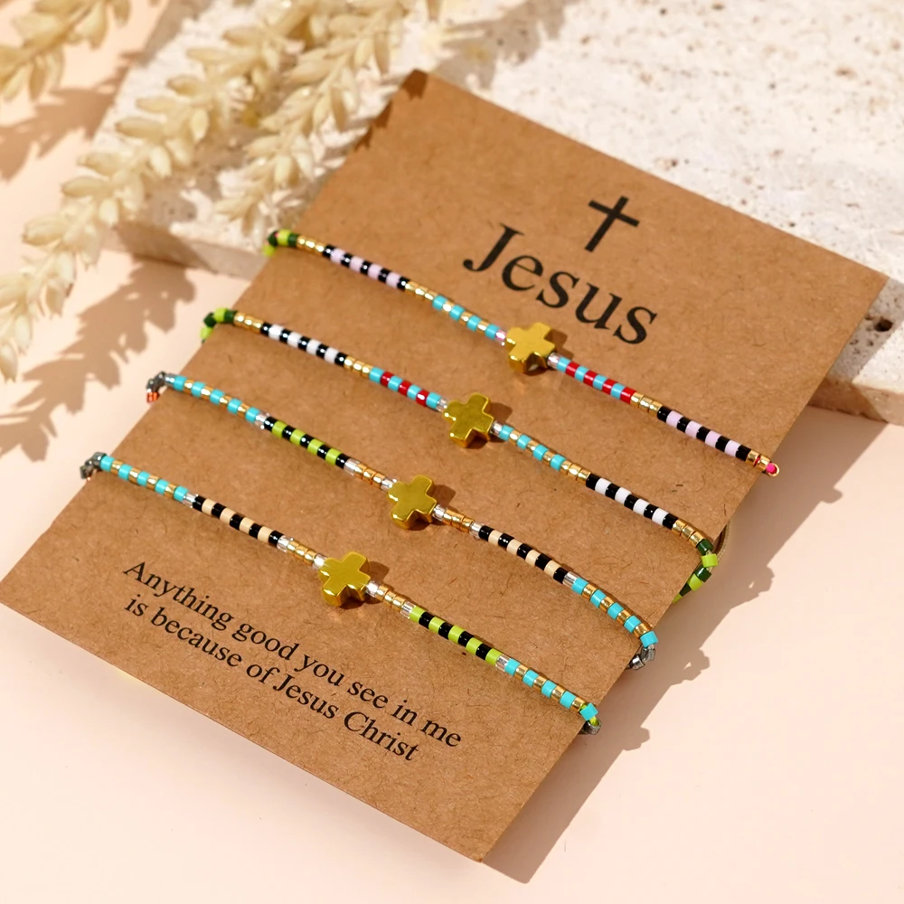 4 шт./набор браслет на удачу с подвеской-крестом