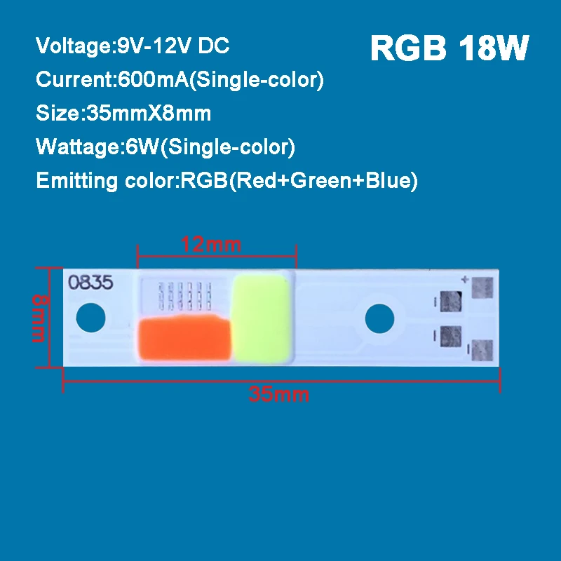 Светодиодный чип 9V - 12V 18W 24W RGB RGBW 35mm