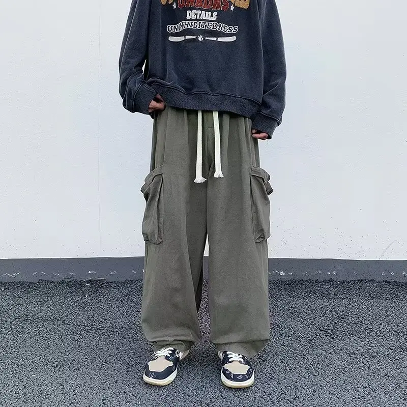 

Брюки-карго Женские однотонные с завышенной талией и широкими штанинами