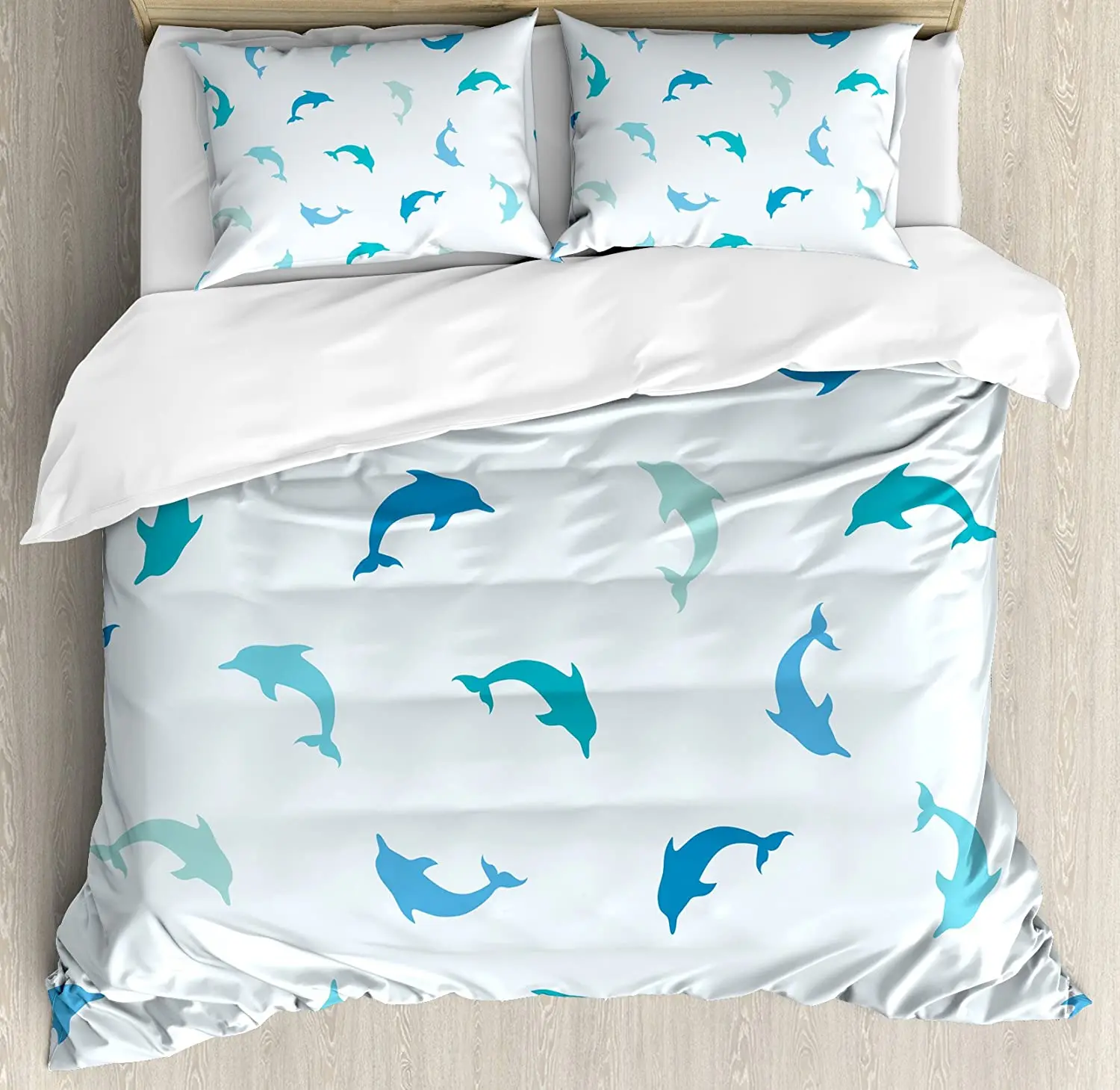 

Sea Animals Bedding Set For Bedroom Bed Home Leaping and Playing Dolphin Figures Aquatic L Duvet Cover Quilt Cover Pillowcase