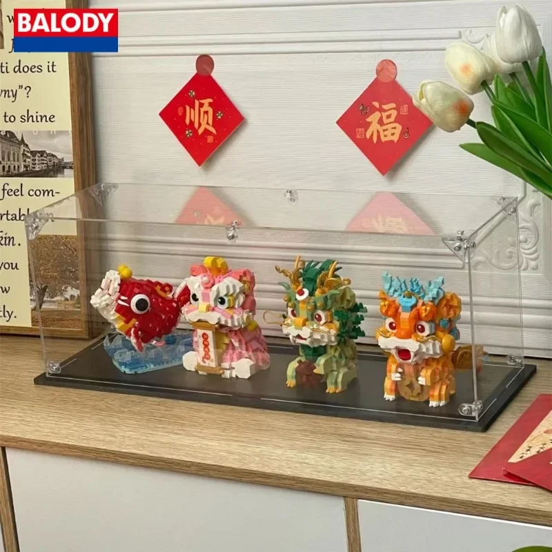 Китай благоприятный зверь BALODY Год Дракона строительные блоки Цинлун храбрые
