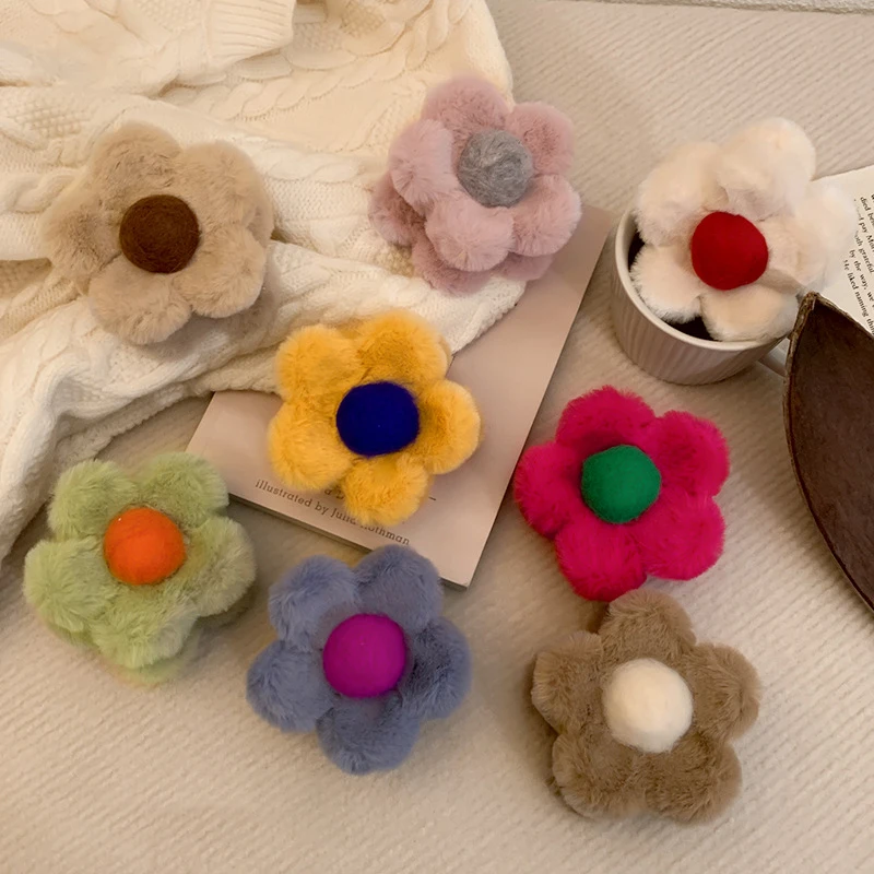 AISHG плюшевые заколки для волос с цветком