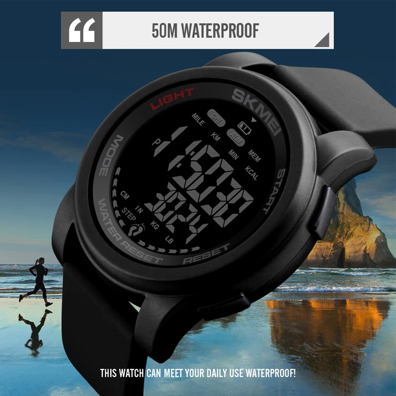 

Brand Men Watch Luxury Calorie Pedometer Sport Wristwatch Waterproof Luminous Electronic Bracelet Men's Military Watches SKMEI