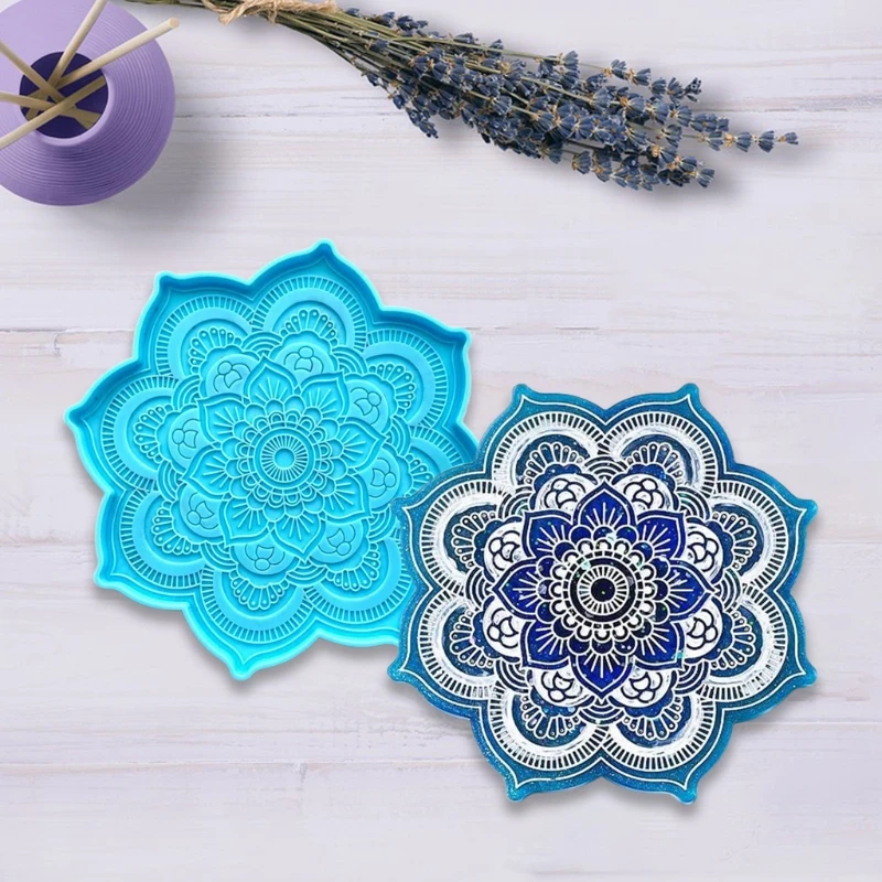 

Mandala Coaster Epoxy Resin Mold Flower Tray Cup Mat Casting Silicone Mould DIY Crafts Home Decoration Making Tools