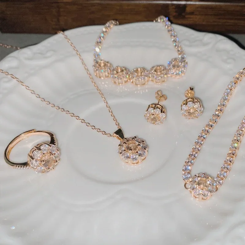 ML-YSS Mossan Micro Morgan Набор Подсолнухов С Бриллиантами CZ 18 Карат Стильный Нишевый