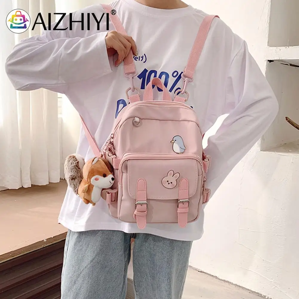 

2022 Preppy Style Nylon School Backpack Teenage Casual Travel Large Capacity Rucksack New Zipper Multi-Pockets Kawaii Backpacks