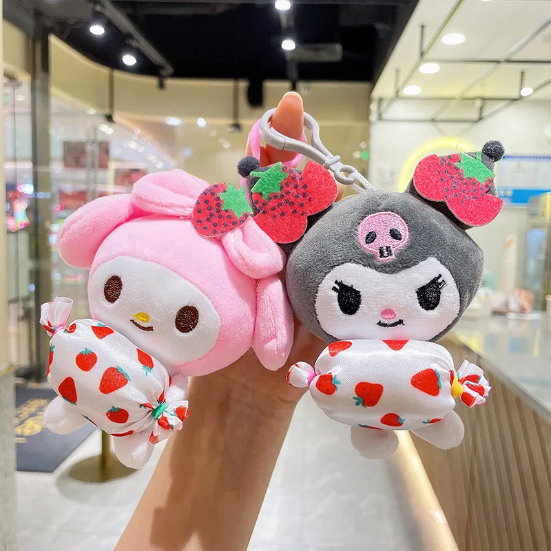 

Sanrio My Melody Cinnamoroll Kuromi Kawaii симпатичная мультяшная кукла брелок плюшевая игрушка подвеска с клубникой подарок для моделирования