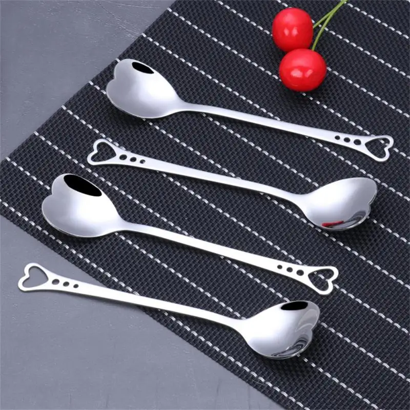 

2/4/5PCS Creative Heart-shaped Dinnerware Coffeeware Stirring Spoon Silver Coffee Spoons Kitchen Tools And Gadgets Portable
