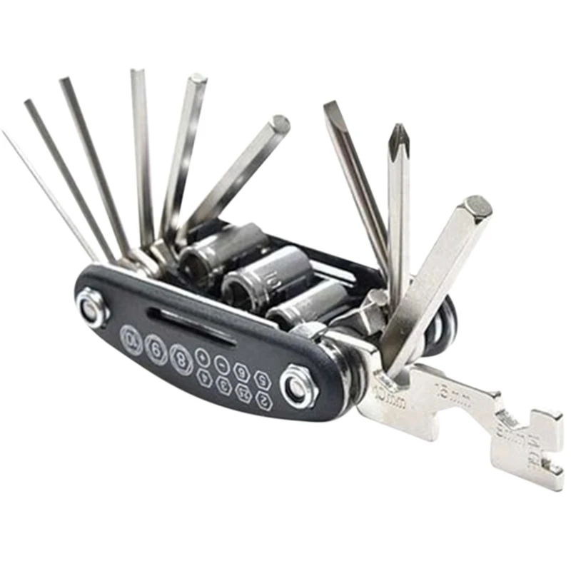 

New Bicycle Tool Hexagonal Screwdriver Socket Wrench Portable Folding Repair 16 In One Tool