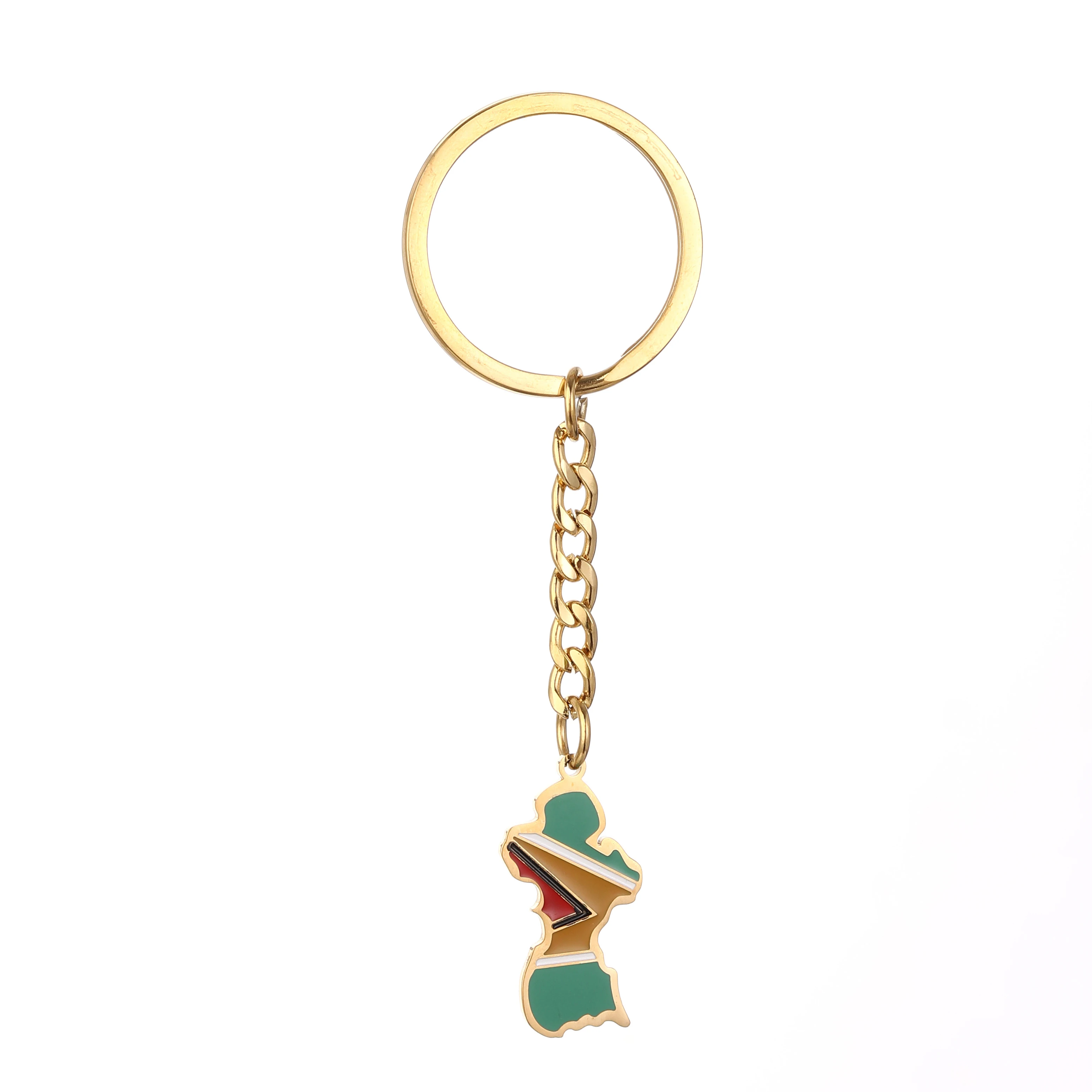 

Stainless Steel Guyana Map Flag Keychain Women Girls Guayana Jewelry Republic of Guyana