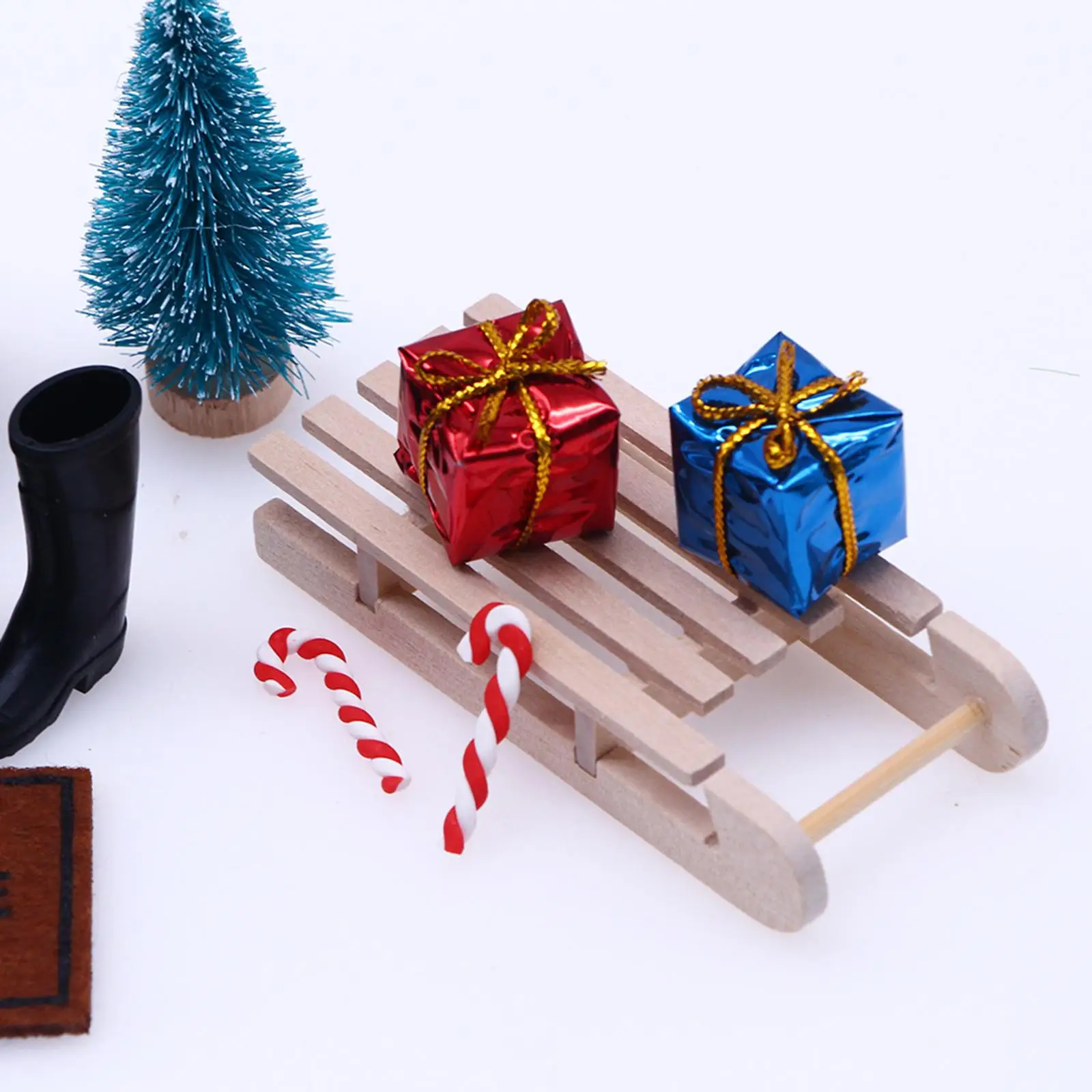 

christmas Pine Santa Claus Carpet Broom Dollhouse Miniature Accessories Garden Dollhouse Miniature Simulation Model Scene