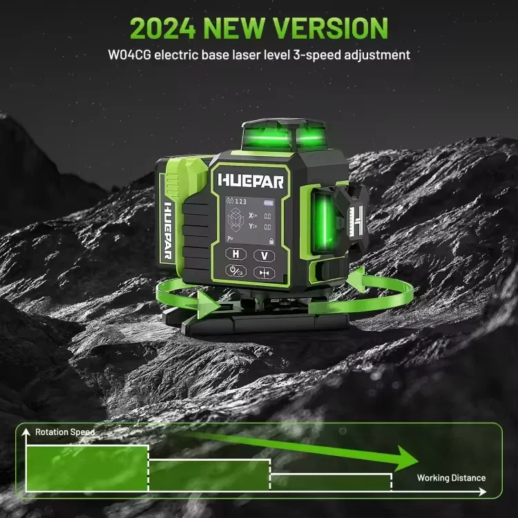 Huepar новая модель W04CG самовыравнивающийся 4D лазерный уровень многолинейный 16
