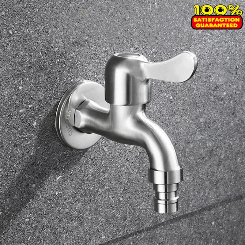 

Q15 Stainless Steel 304 Faucet Tap Bathroom Washing Machine Tap Faucet Bibcock Garden Tap Faucet Wall Mounted Tap Cold