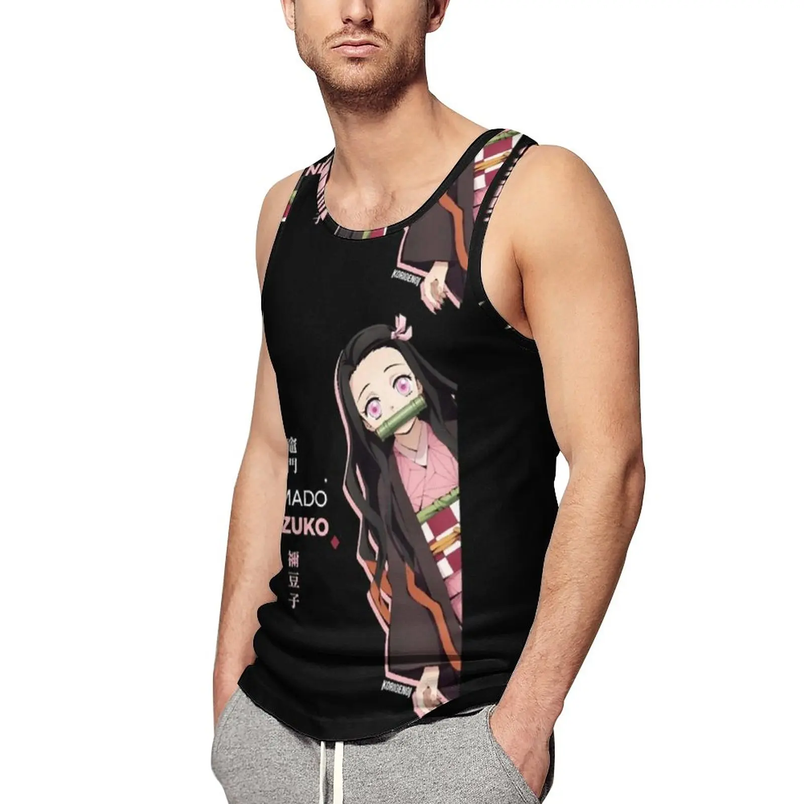 

Nezuko Tank Top Men Japanese Anime Sportswear Tops Summer Gym Graphic Sleeveless Vests Large Size 4XL 5XL