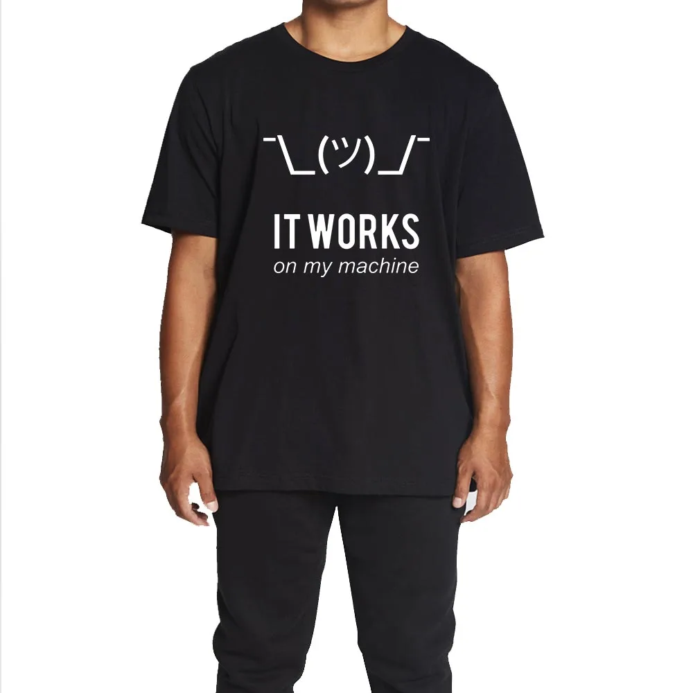 

COOLMIND 100% cotton oversized it works on my machine print men T shirt funny men T shirt o-neck men t-shirt tee shirts