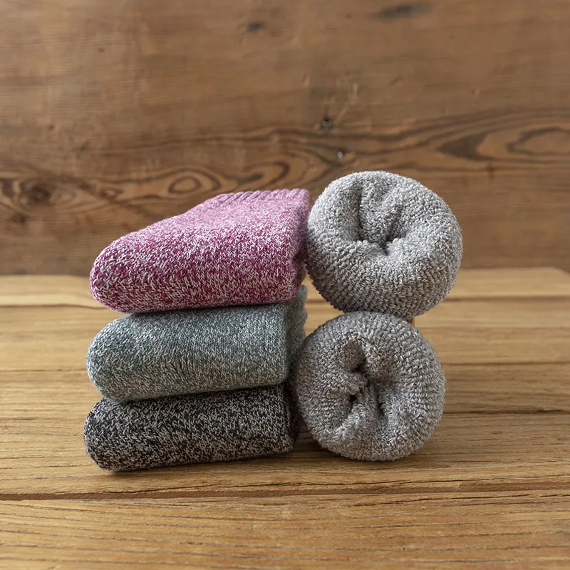 Winter Women's Merino Wool Socks Super Thick Warm High Quality Harajuku Retro Snow Casual Antifreeze Socks 3 Pair