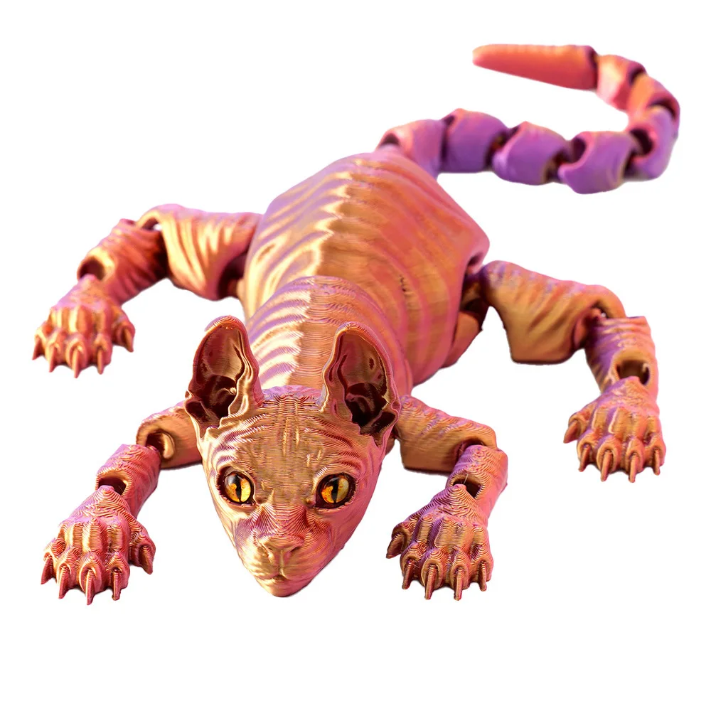 Игрушки с 3D принтом блестящие фигурки кошек имитационная модель подвижный