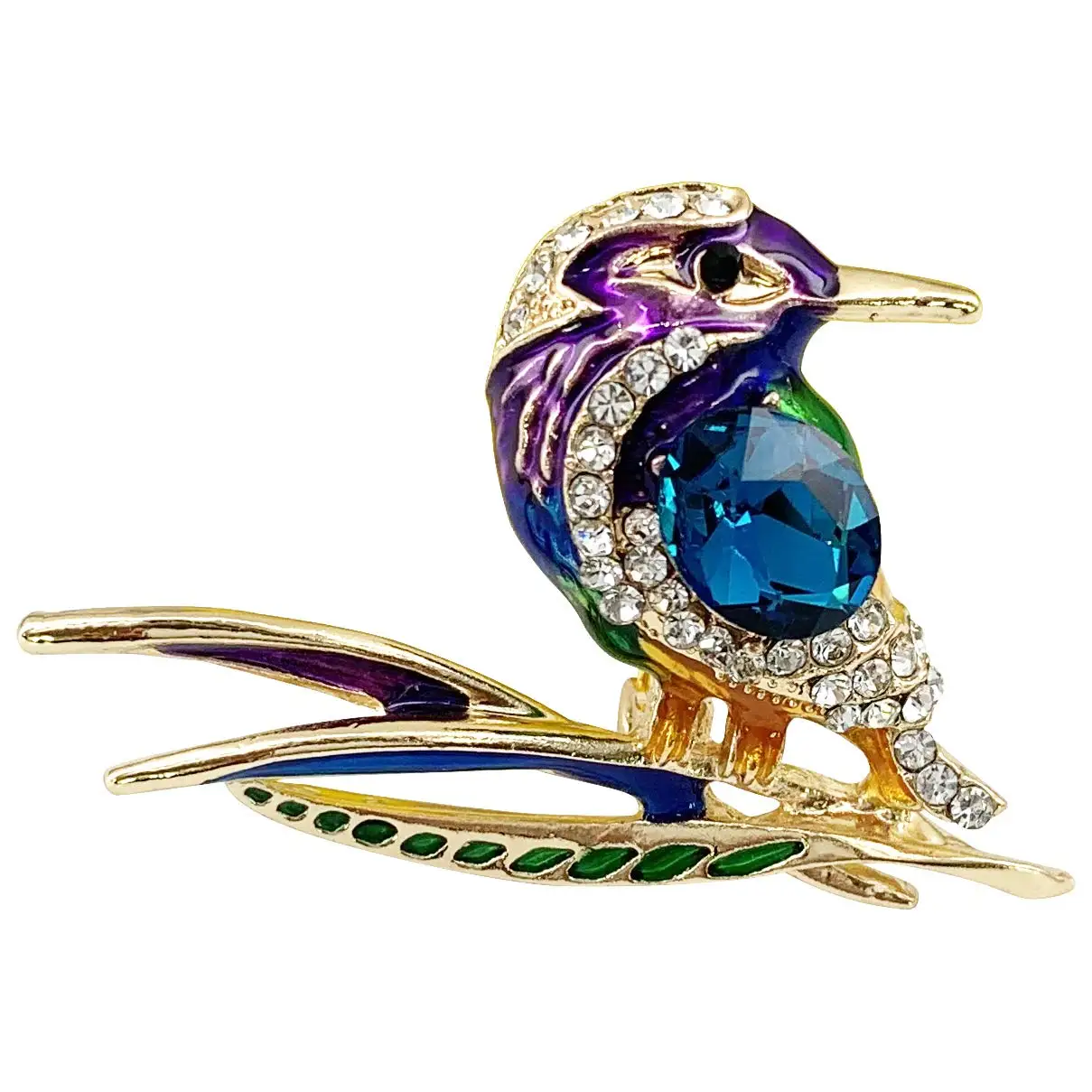 

2023 New Bird Hummingbird Multi Color Austrian Crystal Pin Brooch Women Girl Pretty Elegant Silk Scarf Animal Pin Fashion Jewelr