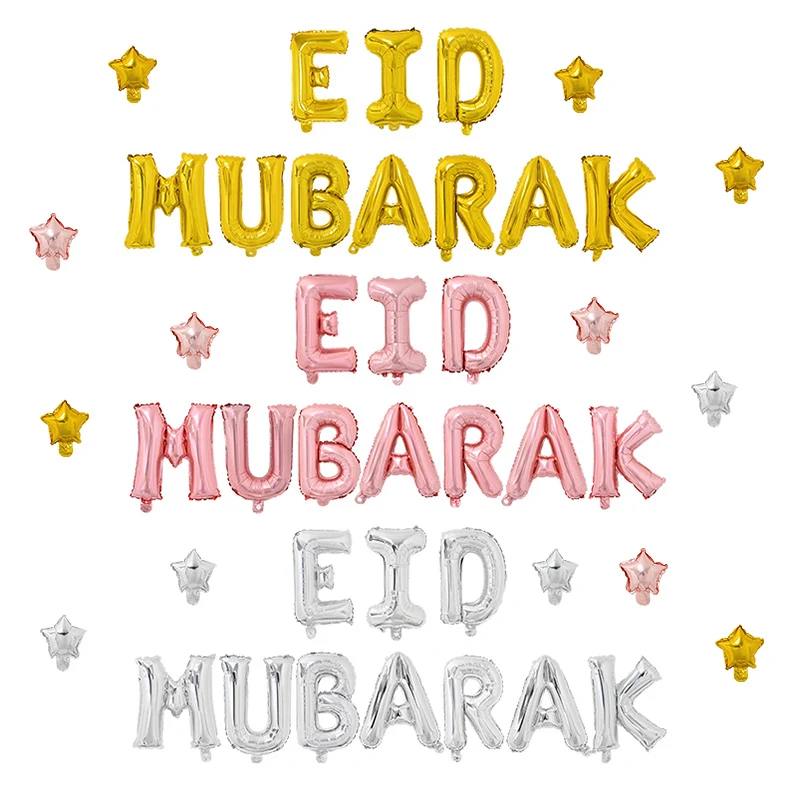 

Eid Mubarak Letter Foil Balloon Mini Pentagram Star Ballon for Eid Party Decoration Ramadan Kareem Festival Supplies Islam Decor
