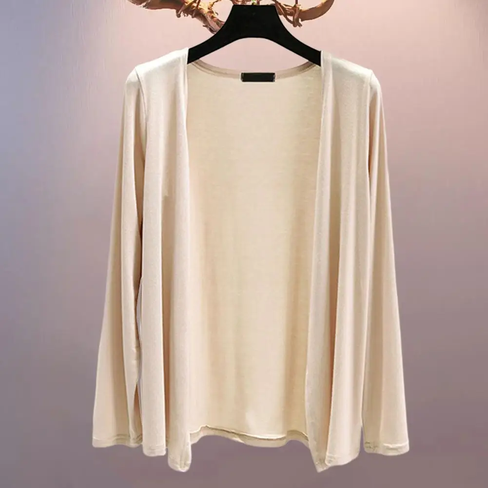 

Женский кардиган с длинным рукавом, однотонный мягкий дышащий кардиган с открытой передней частью, верхняя одежда для весны и осени