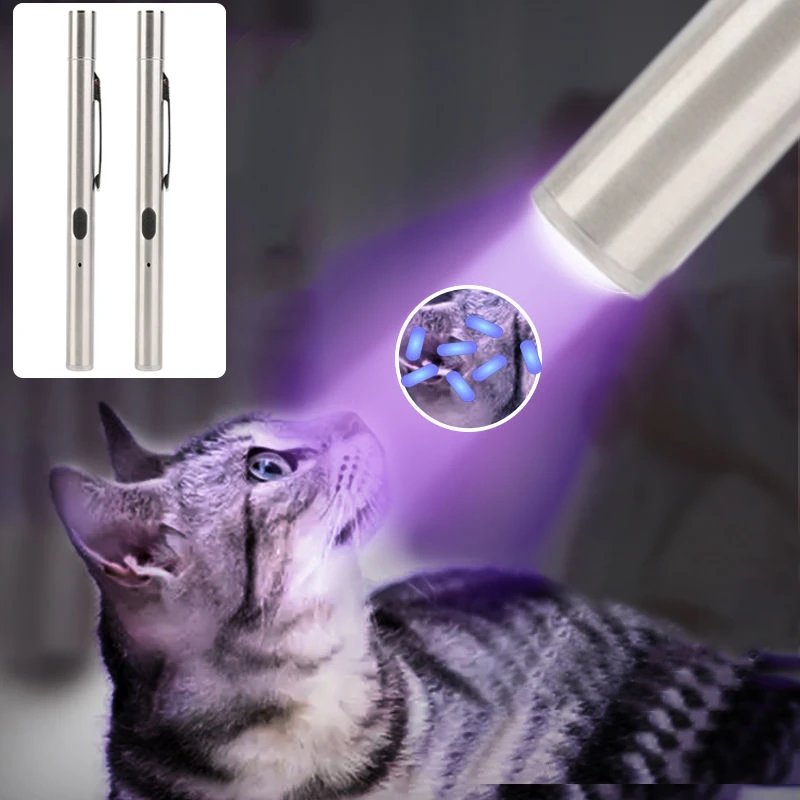 Paslanmaz çelik Mini cep lambası Led UV el feneri Torch Ultra Violet ışık Usb şarj edilebilir işaretleyici kontrol algılama