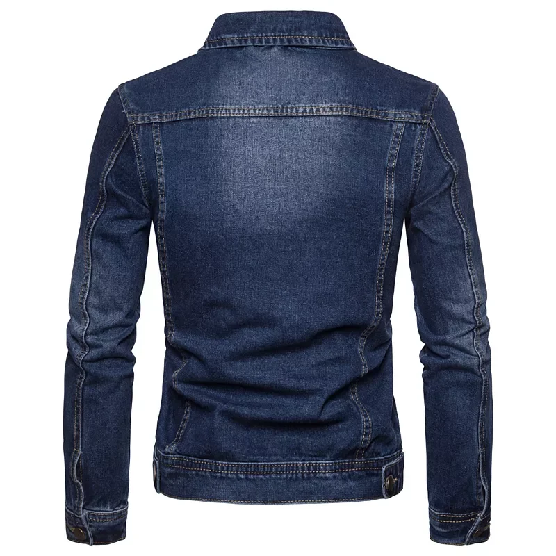 

New in Autumn Men Denim Jackets Casual Solid Color Lapel Single Breasted Jeans Jacket Men Slim Fit Cotton Outwear Jackets 5xl-M