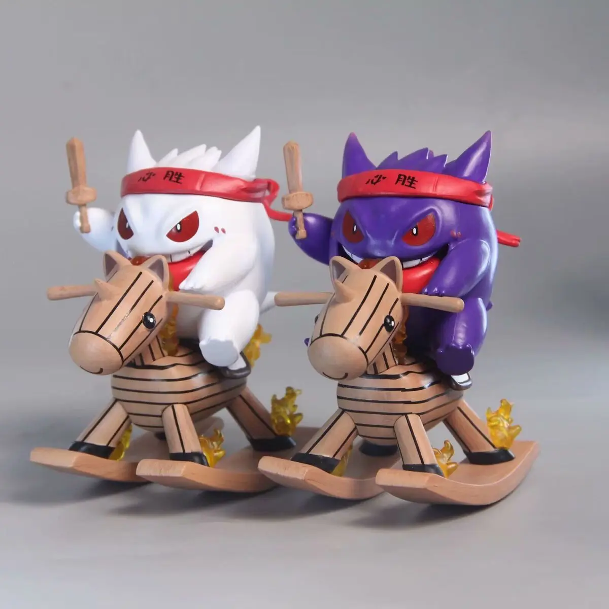 12 см фигурки покемонов Psyduck фигурка Gengar Riding A Rocking Horse аниме статуя из ПВХ модель