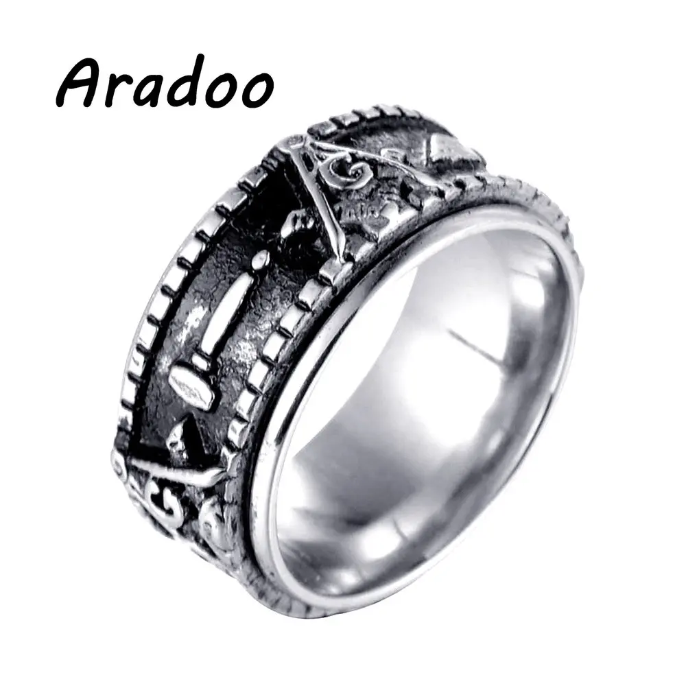 

Creative Vintage Rotatable Masonic Titanium Steel Ring Stainless Steel Men's Ring Jewelry Gift