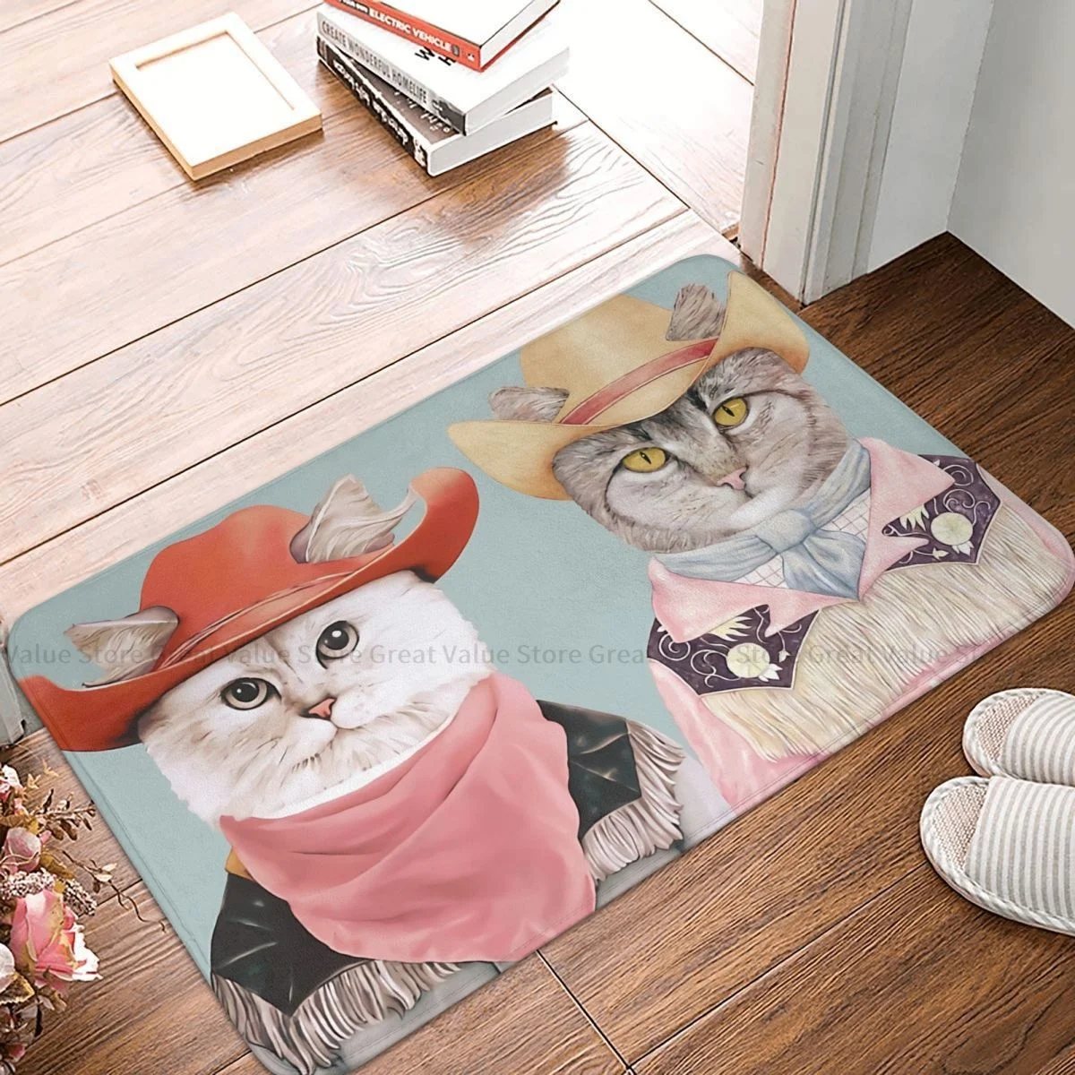 

Kitchen Non-Slip Carpet Cowboy Cats Living Room Mat Entrance Door Doormat Home Decoration Rug