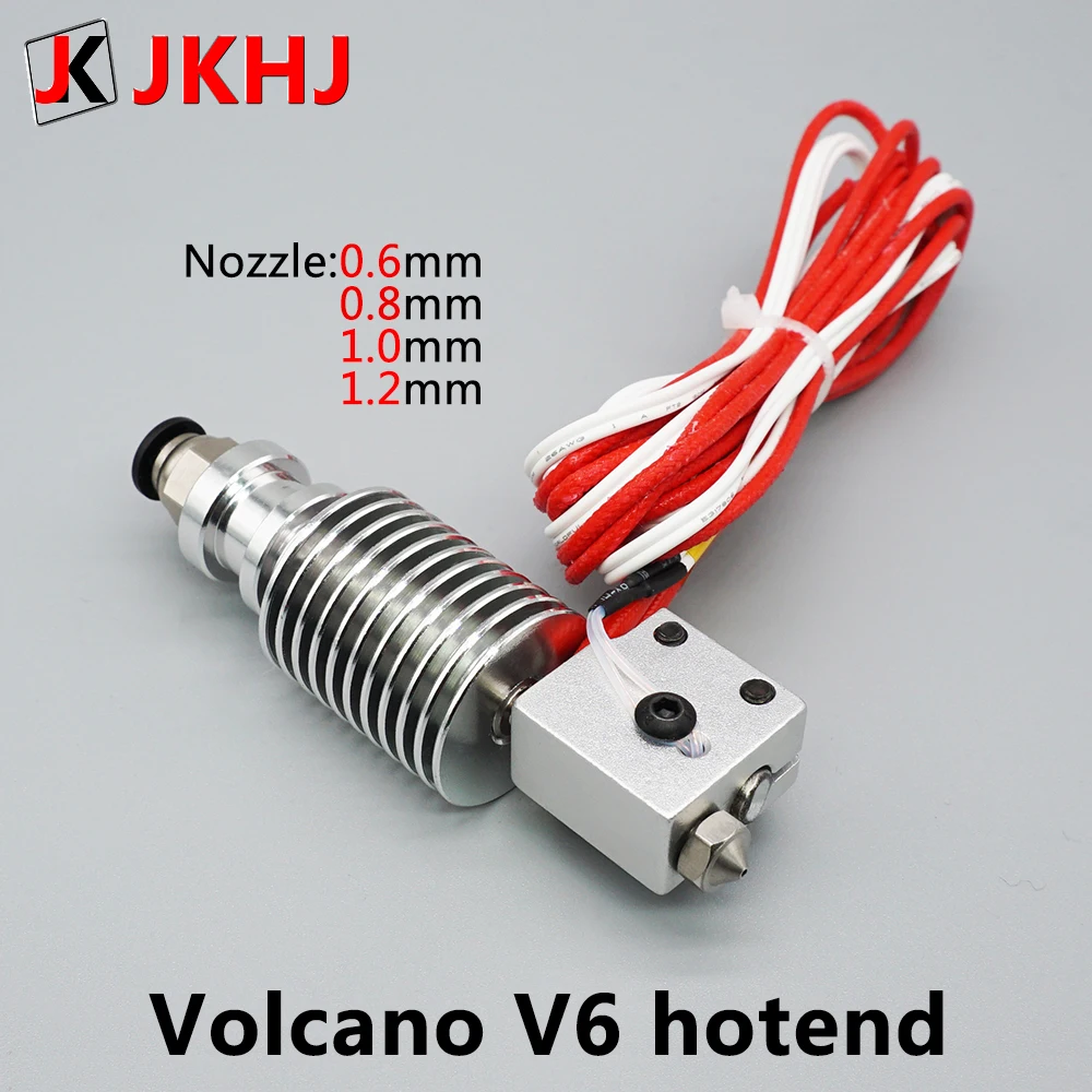 E3D V6 Volcano Hotend Parts 3D Printer Accessories Large Diameter Nozzle 1.75mm/0.6 0.8 1.0 1.2mm 12V/24V Remote Print J-head