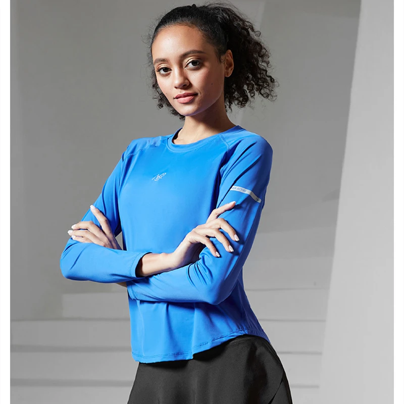 Women Running Long Sleeves Soft Comfortable Mesh Breathable T Shirts Gym Sport Shirt Fitness Training Tees Yoga Jogging Tops