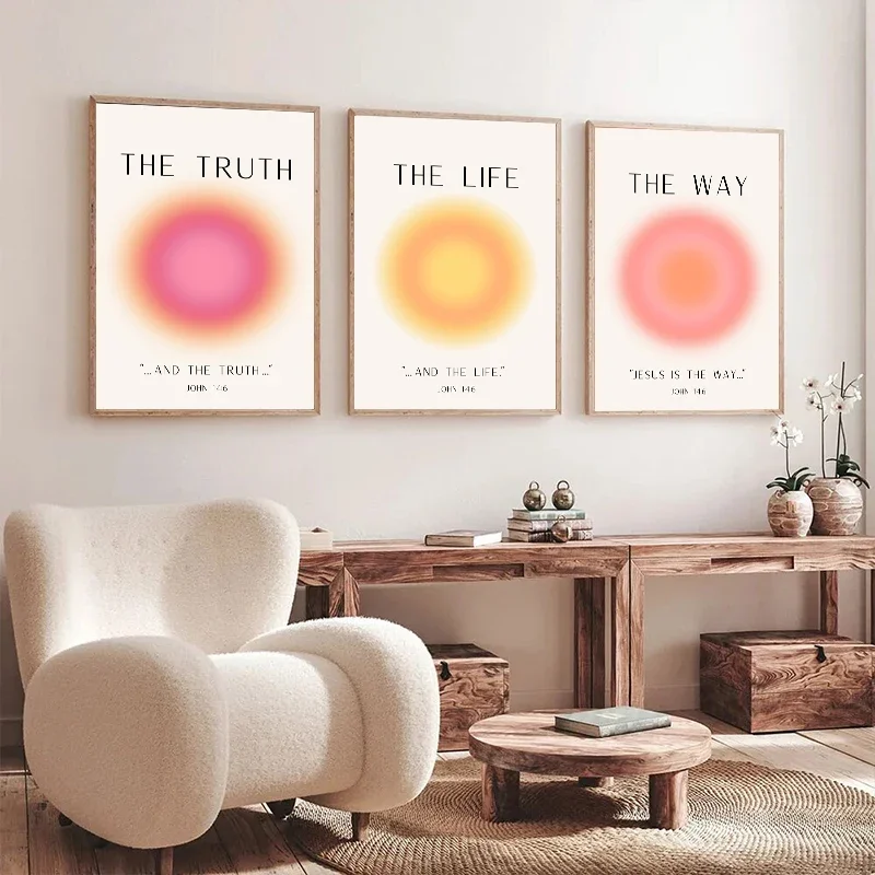 Красочный градиентный гало искусство на стену Ангел Алфавит Эстетическая