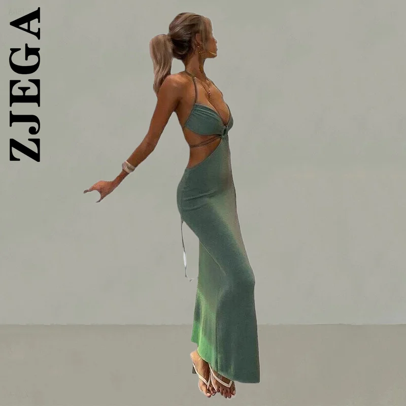 

Zjega Dress Women Fashion Elegant Stylish Bandage Sexy Backless Cut Out Sleeveless Maxi Dresses Female Dresses Woman Vestidos