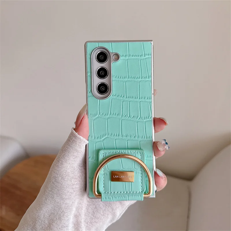 Модный кожаный чехол ярких цветов для телефона Samsung Galaxy Z Fold 7 6 5 4 3 Fold6 Fold5 ZFold7 с кольцами, милый чехол (art.: 3920cfe85cfba) - 3920cfe85cfba
