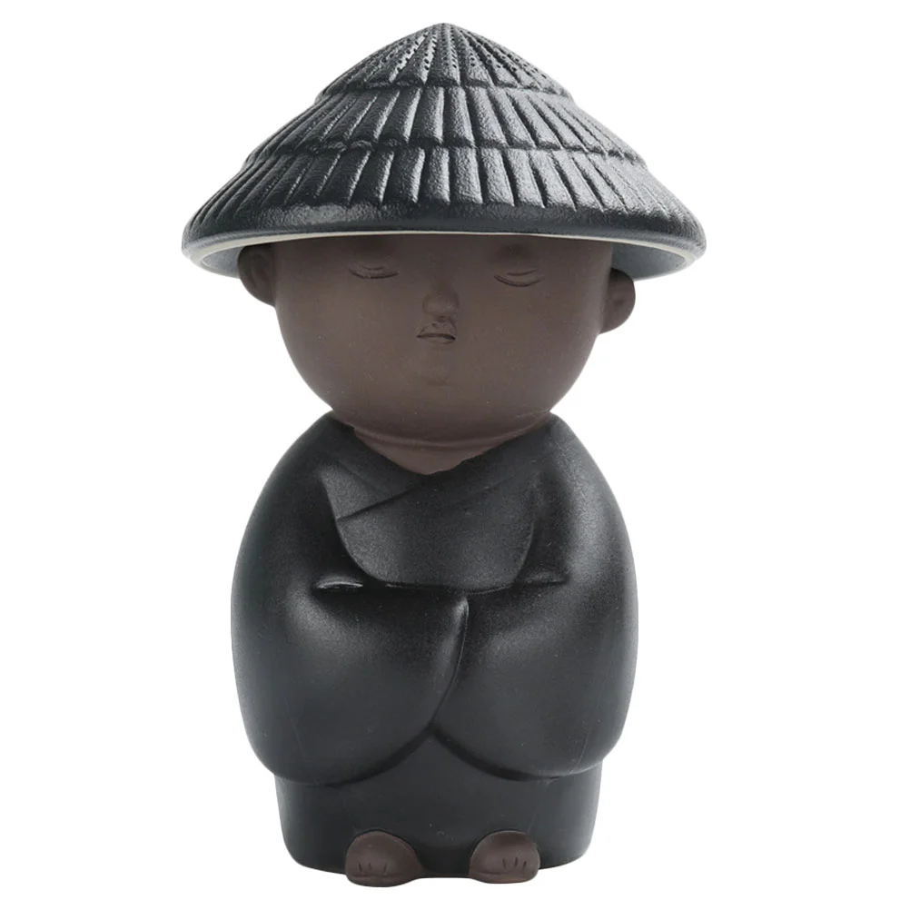 

1pc Mini Monk Ornament Creative Tea Pet Zen Figure Kung Fu Tea Decoration
