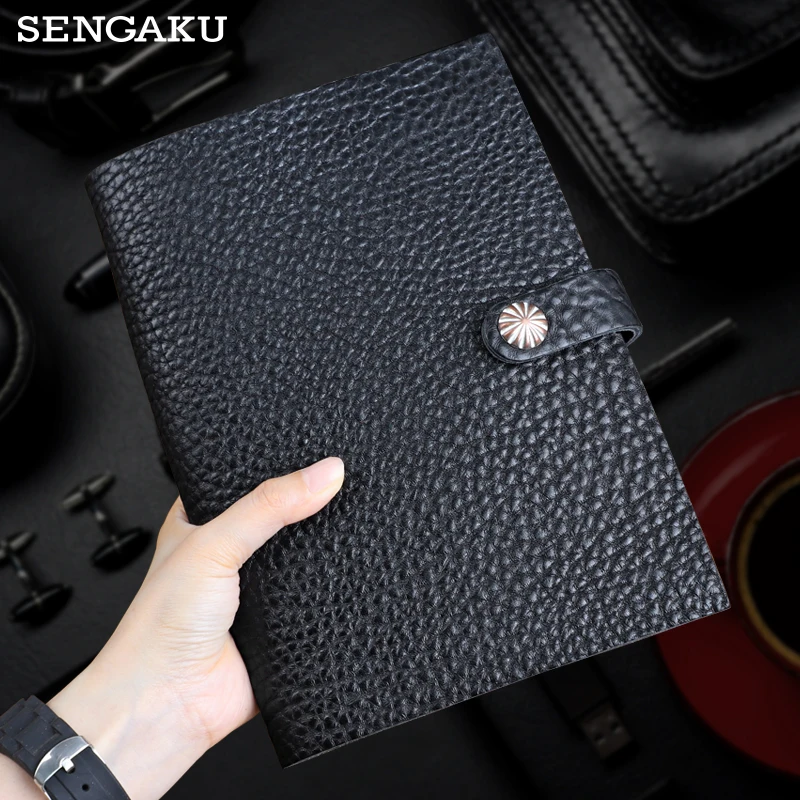 Retro Genuine Leather Notebook Handmade A5 Journal Diary Sketchbook Planner Rings Binder Notebook