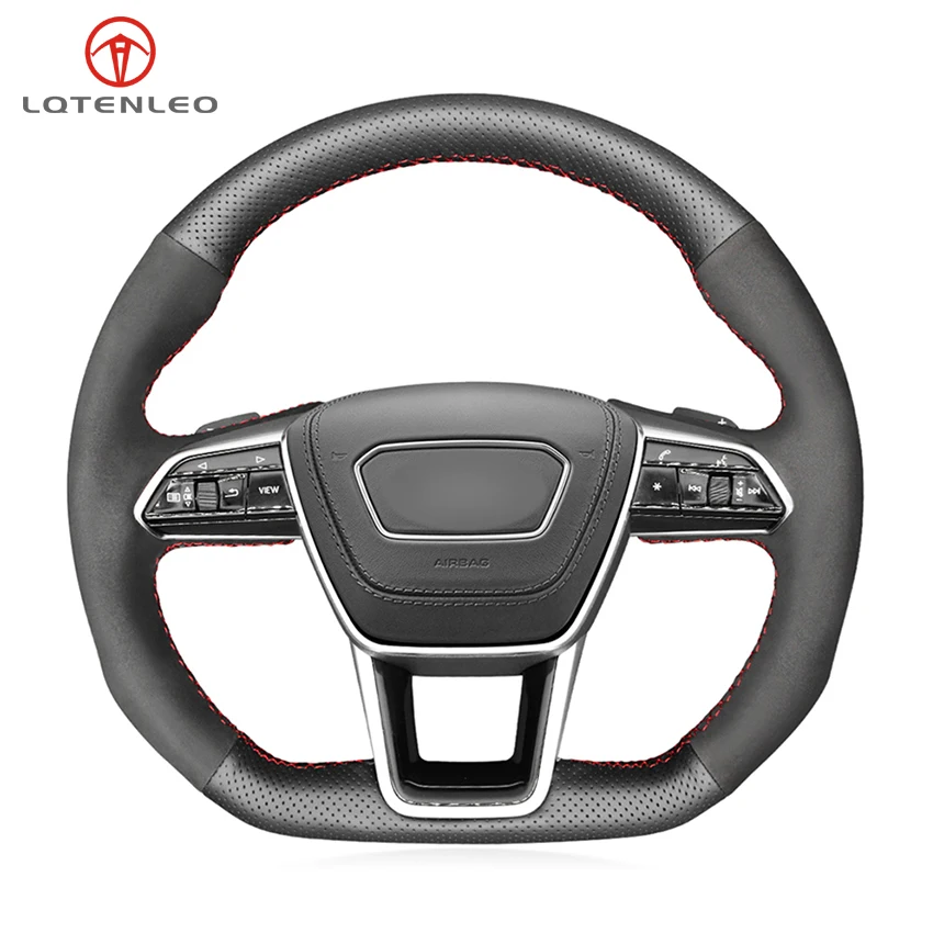 

Black Suede Leather Car Steering Wheel Cover For Audi A6 (C8) 2018-2019 A7 (K8) 2018-2019 S6 (C8) Saloon 2019 S7 (K8) 2019