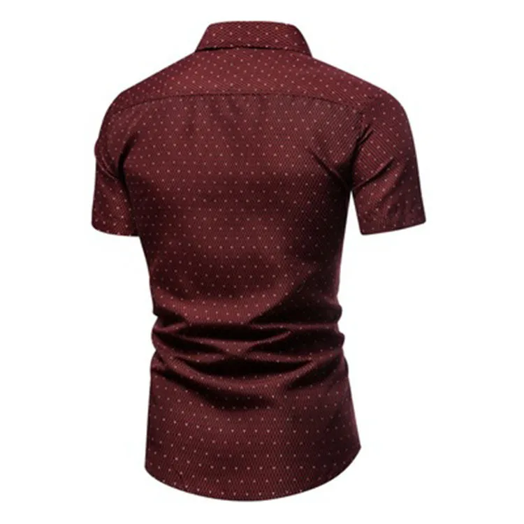 Mens Shirts Short Sleeve Turn Down Collar Plaid Print Summer Slim Tops Mens Clothing