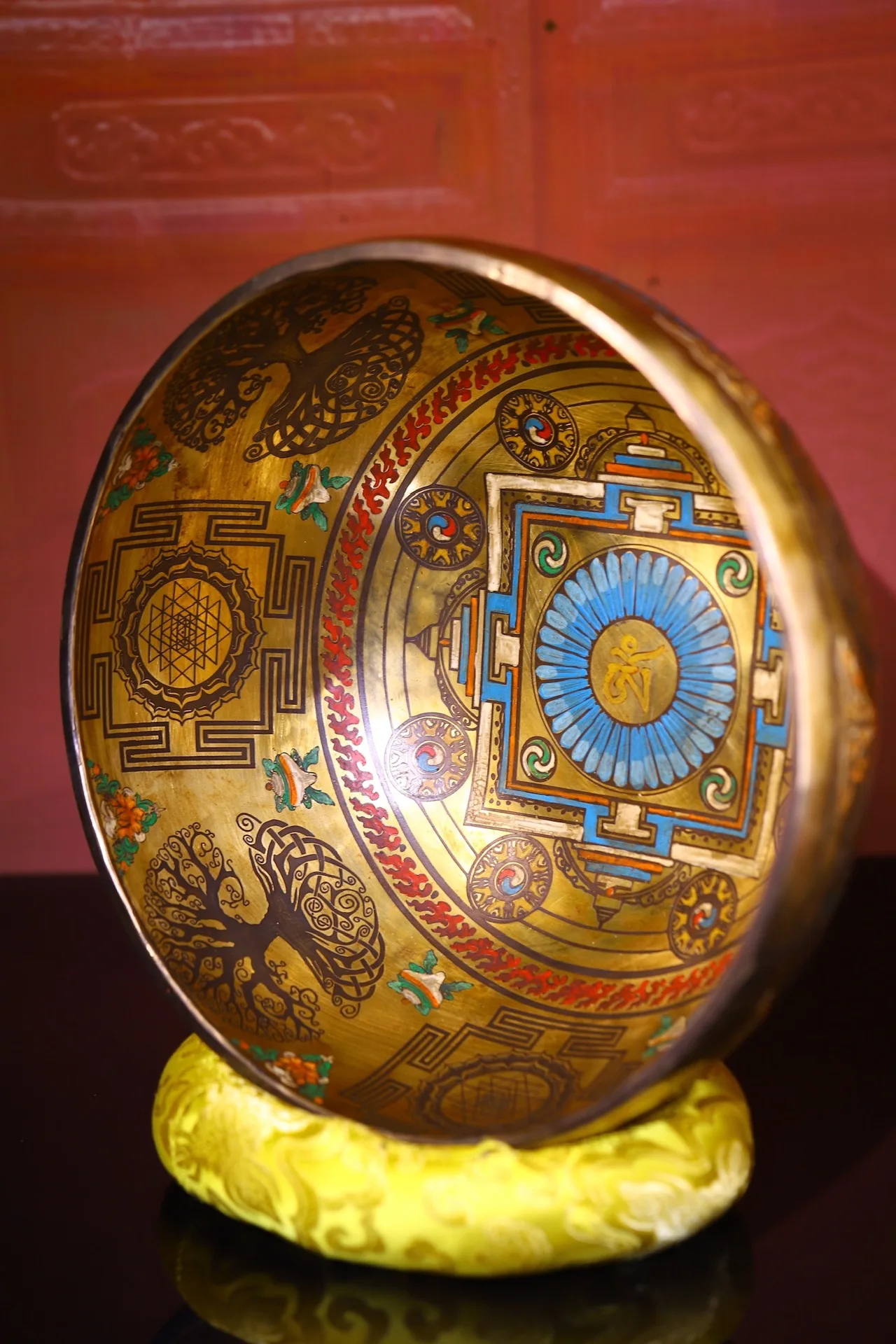 11-дюймовая коллекция тибетского храма старая бронза окрашенная шесть слов