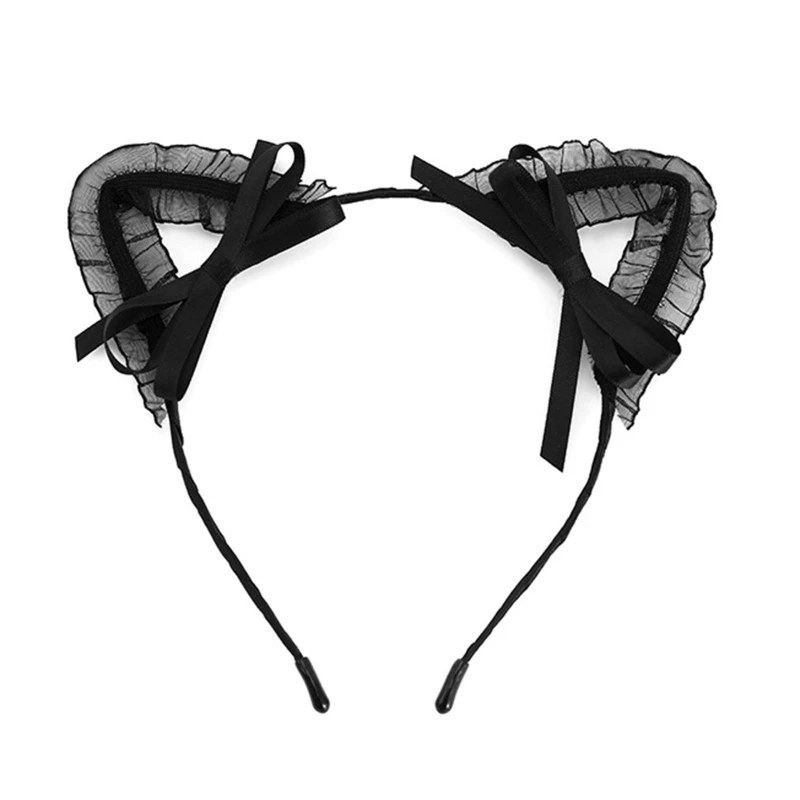 

Beautiful Ear Headband Bowknot Hair Hoop Lolita Lace Bow Headband Headwear Hair Accessories for Daughter Birthday