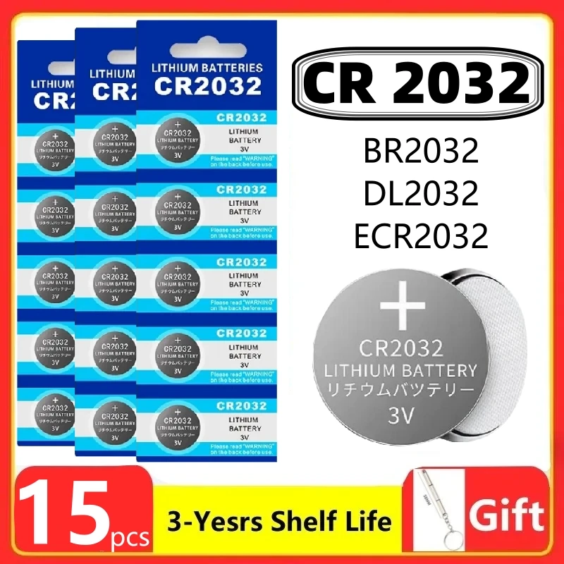 15PCS CR2032 CR 2032 Button Battery 3V Lithium Battery For Watch Toy Calculator Car Remote Control Button Coin Cell