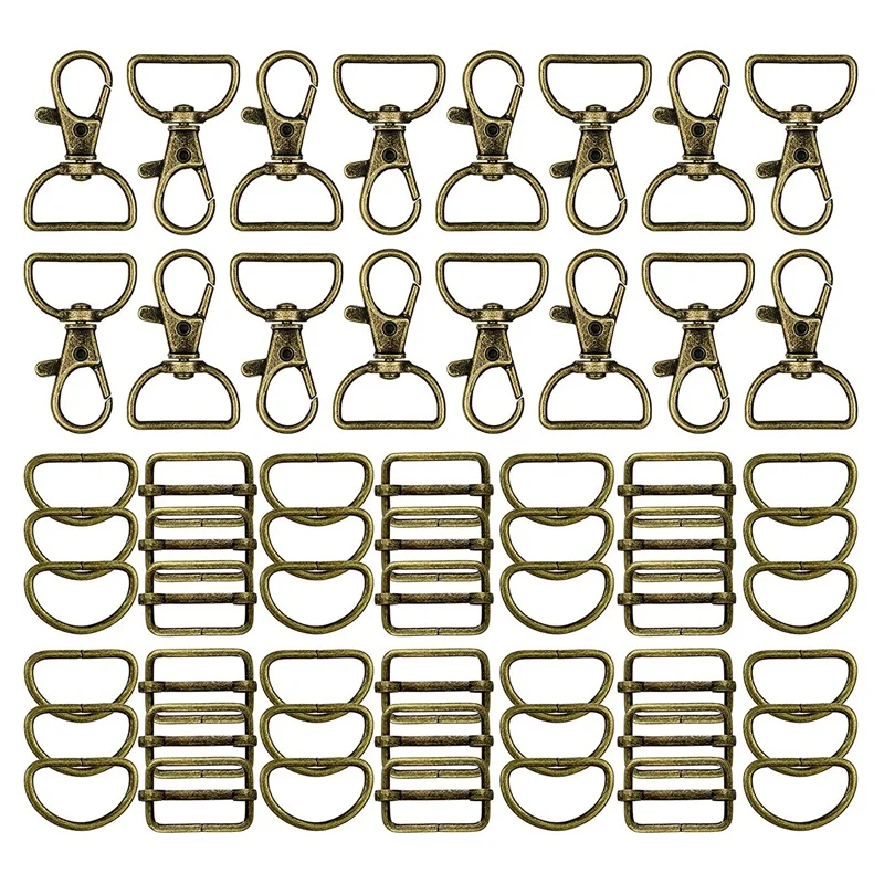 

56Pcs Keychain Hooks with D Rings Set Purse Hardware for Bag Making Lanyard Snap Hooks Swivel Clasps with Slide Buckle