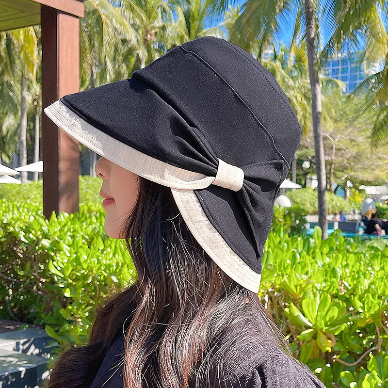 

Шляпа женская Соломенная с бантом и широкими полями, дизайнерский головной убор в стиле K-POP, модная уличная пляжная Панама от солнца, лето