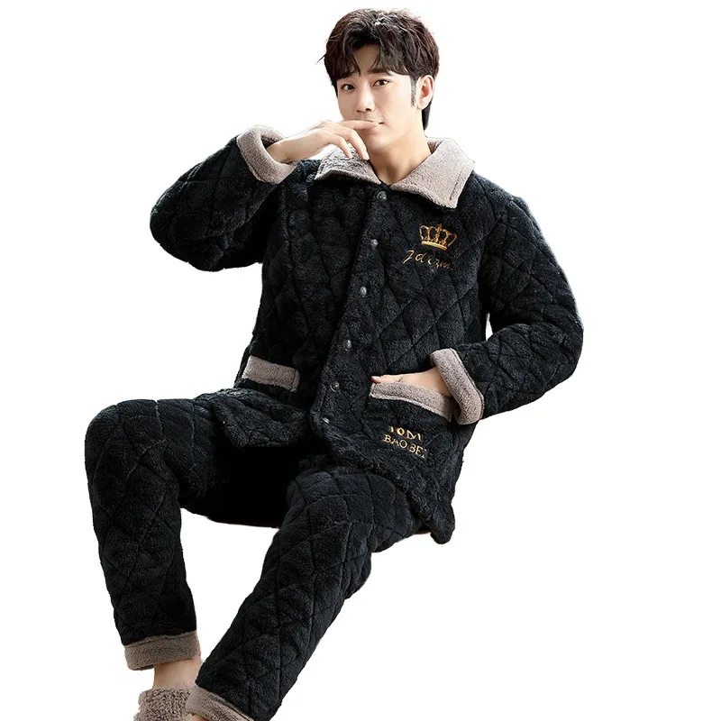 QUHENG Men Warm Men Fleece Fluffy Sleep Lounge Adult Autumn Sleepwear One Piece Pyjamas Male Sleepwear Suit Home Clothing