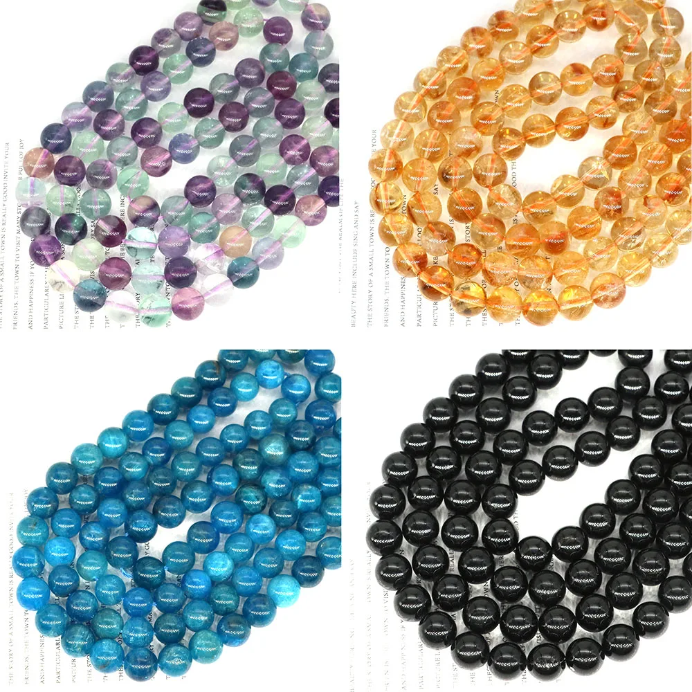 

Natural Stone Bead Fluorite Tourmaline Rose Quartz Crystal Loose Spacer Beads DIY Bracelet Necklace Jewelry Making 15" Wholesale