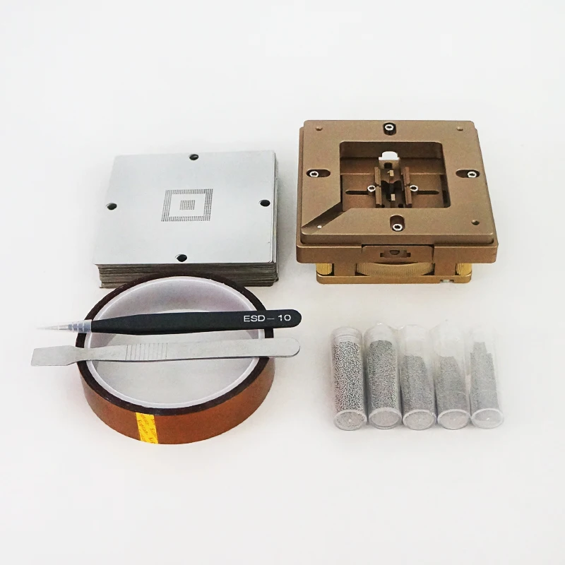 

Паяльная станция для реболлинга BGA, набор трафаретов 80 мм 90 мм, зажим, держатель 170 шт. для ноутбука с паяльными шариками, пинцет ESD