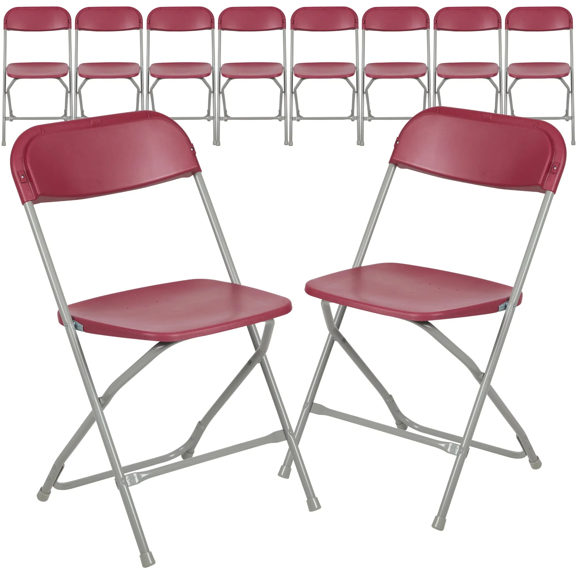 

Plastic Folding Chair - Red - 10 Pack 650LB Weight Capacity Comfortable Event Chair-Lightweight Folding Chair