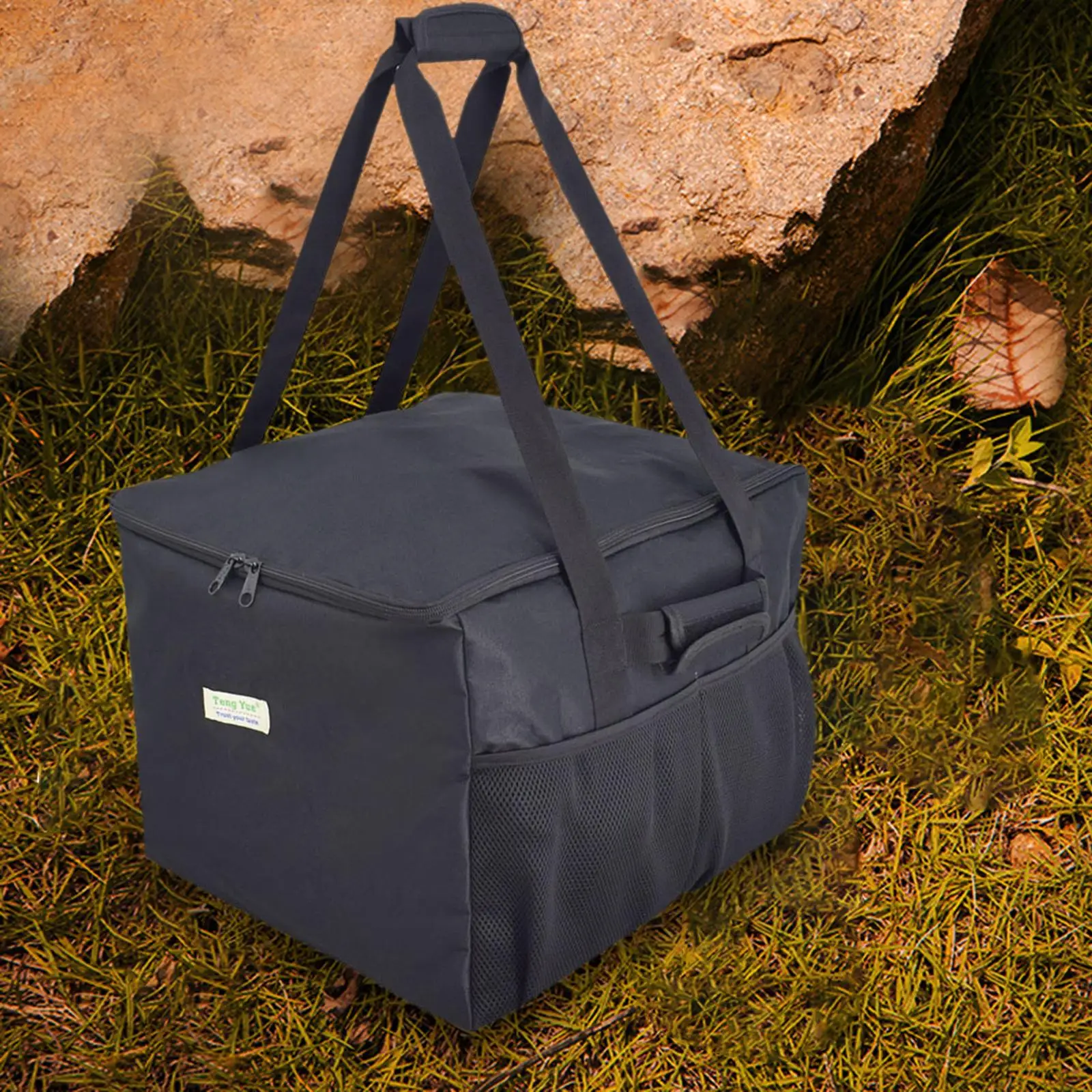 

Mobile Toilet Handbag, Lid Pockets Organizer Accessories Black for Camping Trash