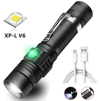 super bright led flashlight usb rechargeable flashlight zoomable torch light xp l v6 power tips zoomable bicycle lantern 18650